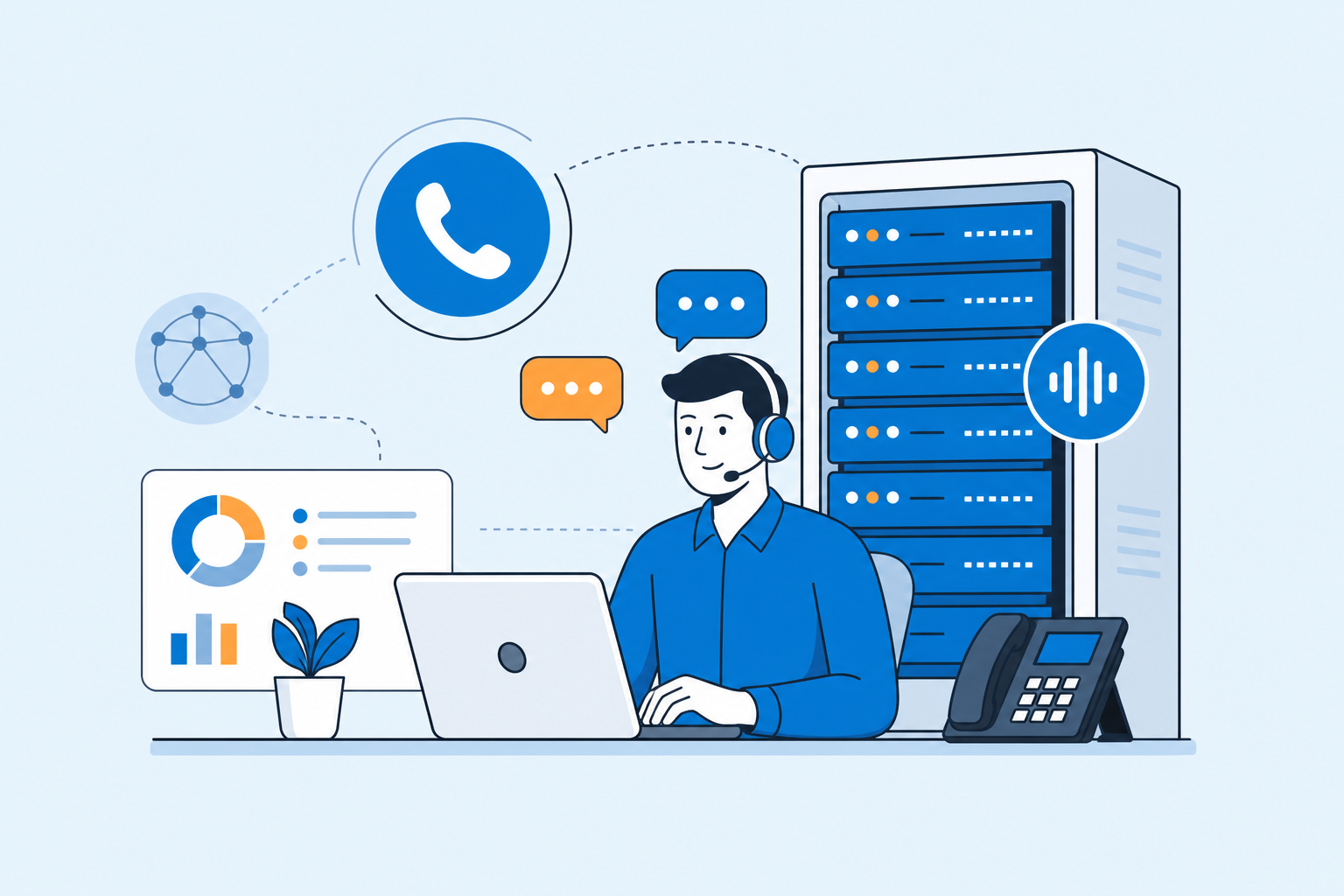 Telecom network operations illustration